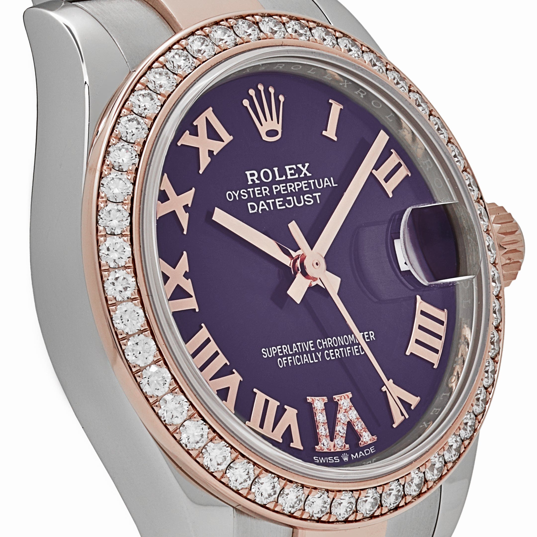 Rolex Datejust 31 278381RBR 'Ladies' Stainless Steel Rose Gold Aubergine Purple Dial Diamond Bezel Oyster (2022)