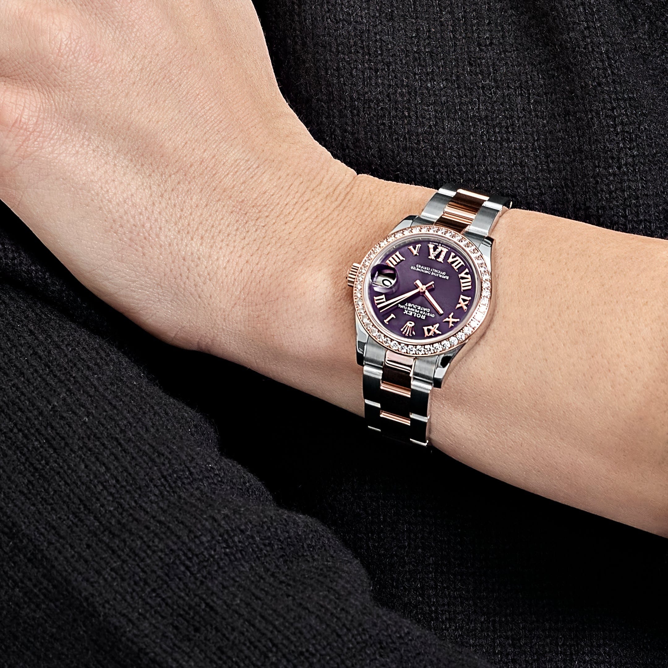 Rolex Datejust 31 278381RBR 'Ladies' Stainless Steel Rose Gold Aubergine Purple Dial Diamond Bezel Oyster (2022)
