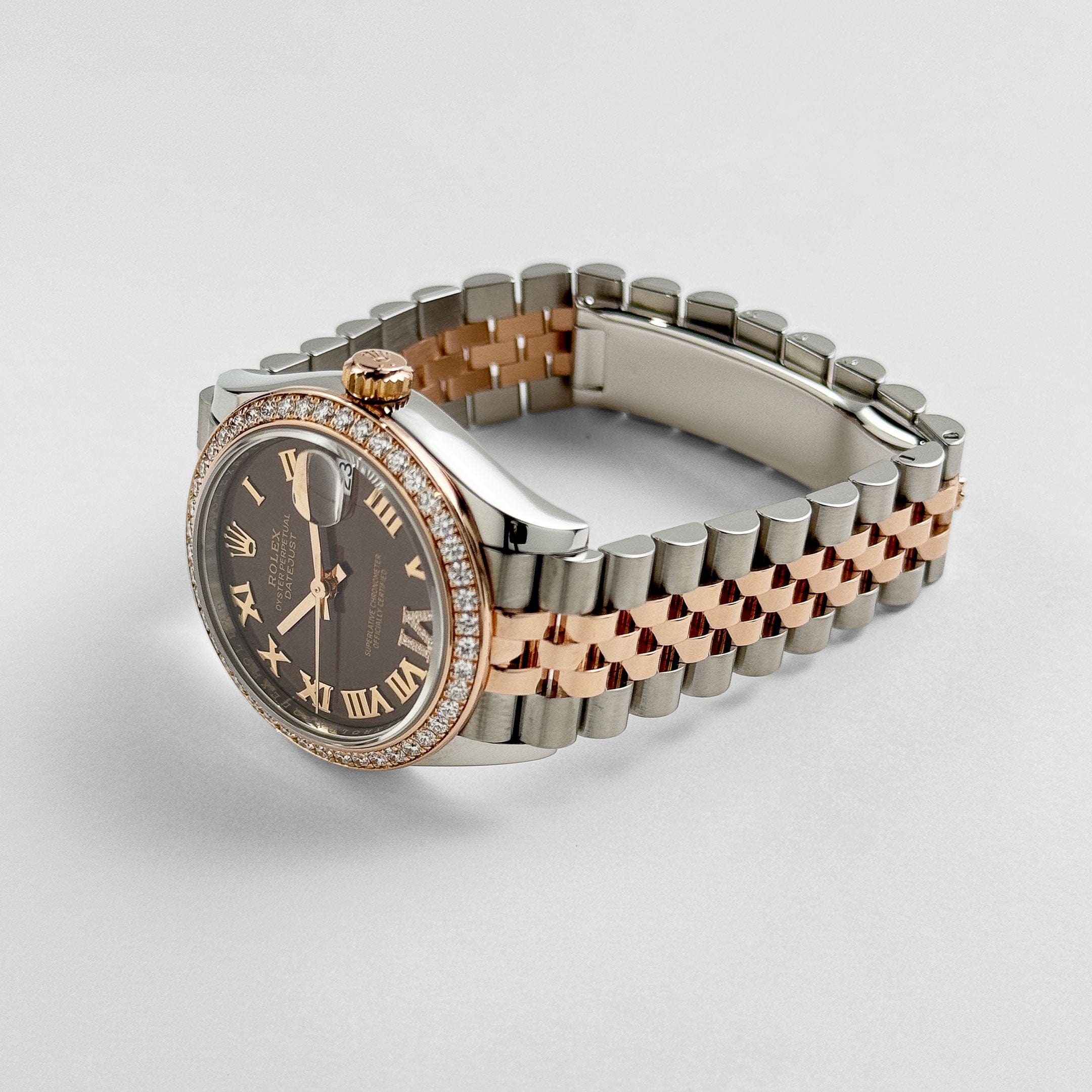 Rolex Datejust 31 278381RBR 'Ladies' Stainless Steel Rose Gold Brown Roman Numerals Diamond Dial Diamond Bezel Jubilee (2025)