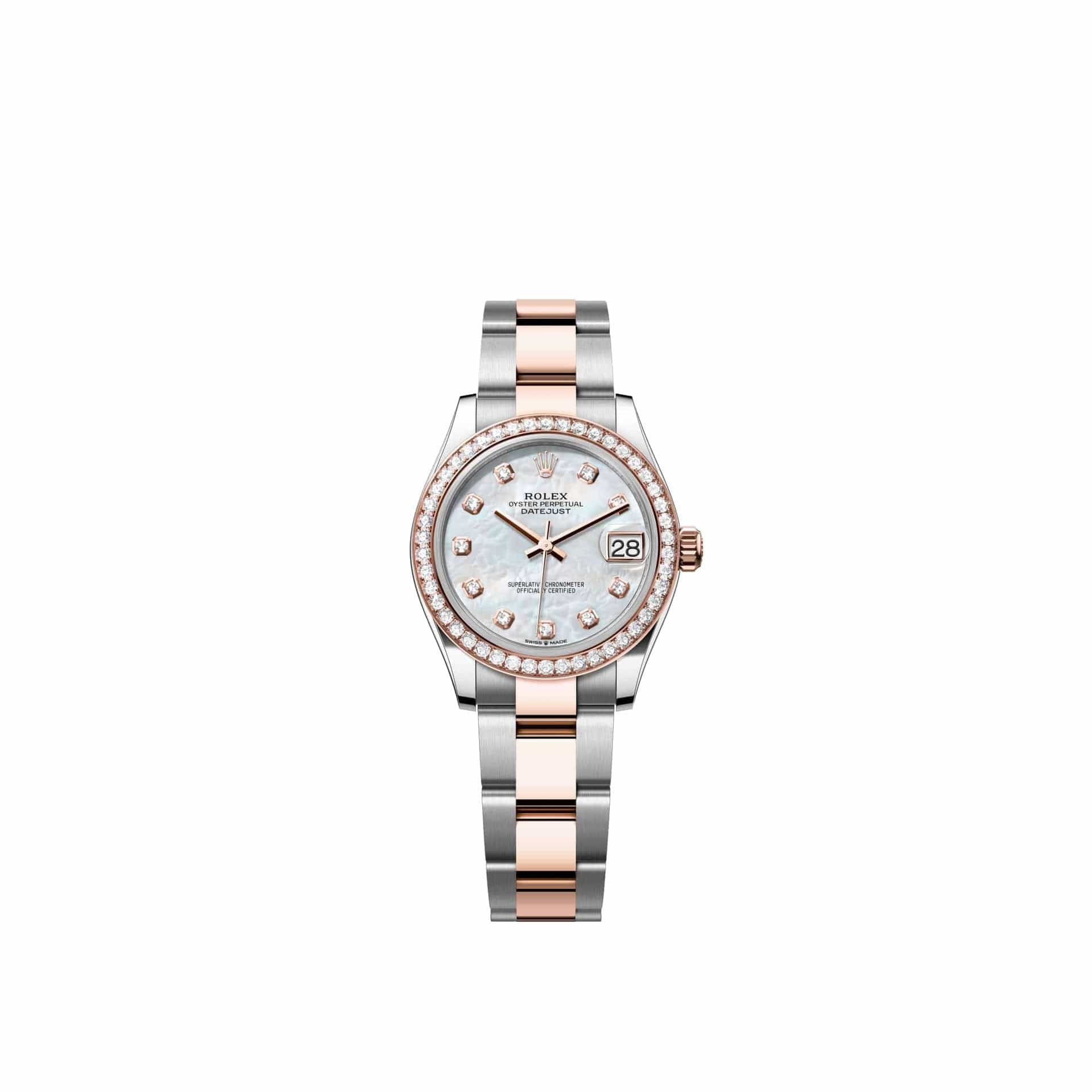 Rolex Datejust 31 278381RBR Rose Gold Stainless Steel White Mother of Pearl Diamond Dial Oyster Diamond Bezel (2026)