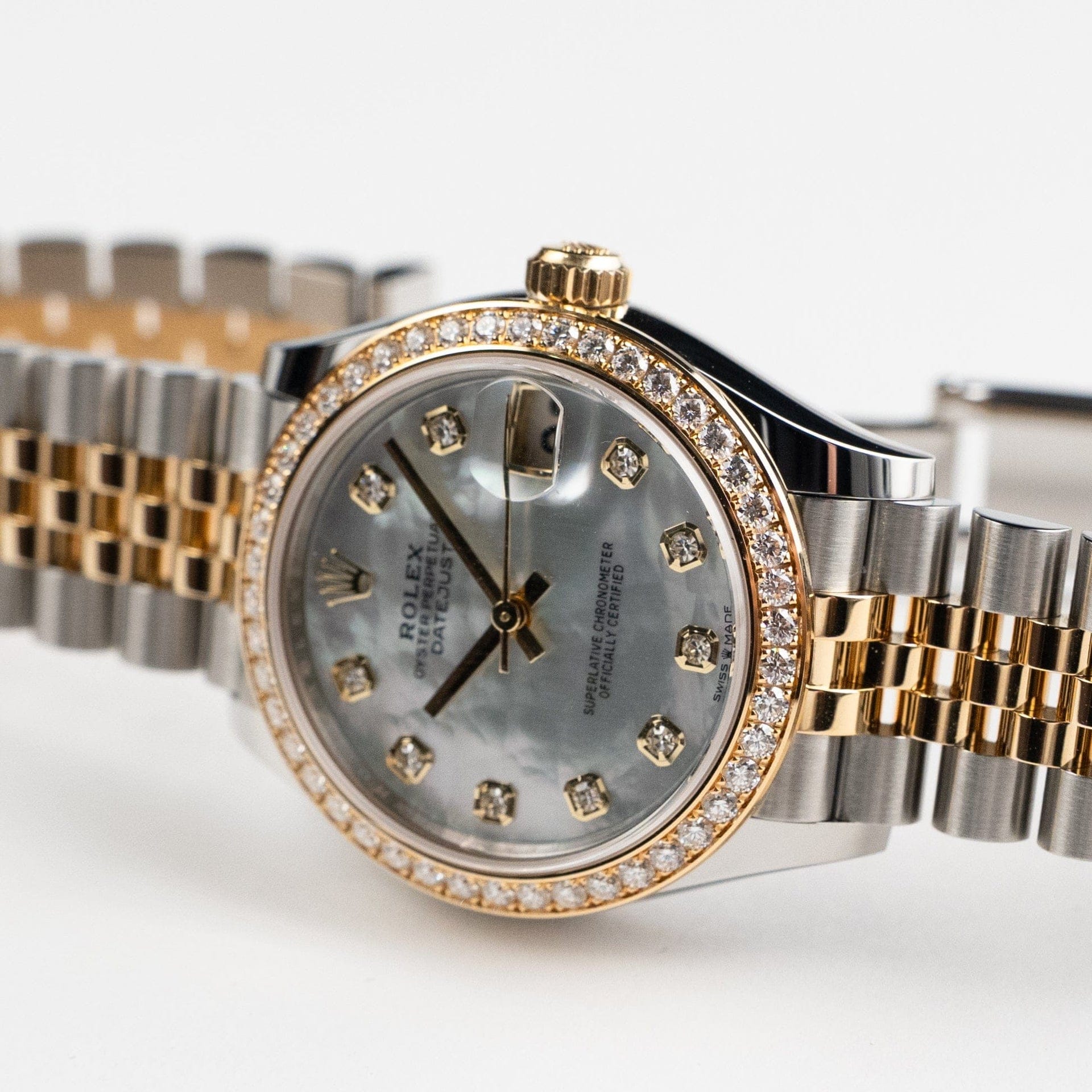 Rolex Datejust 31 278383RBR 'Ladies' Stainless Steel Yellow Gold Mother of Pearl Diamond Dial Diamond Bezel Jubilee (2026)