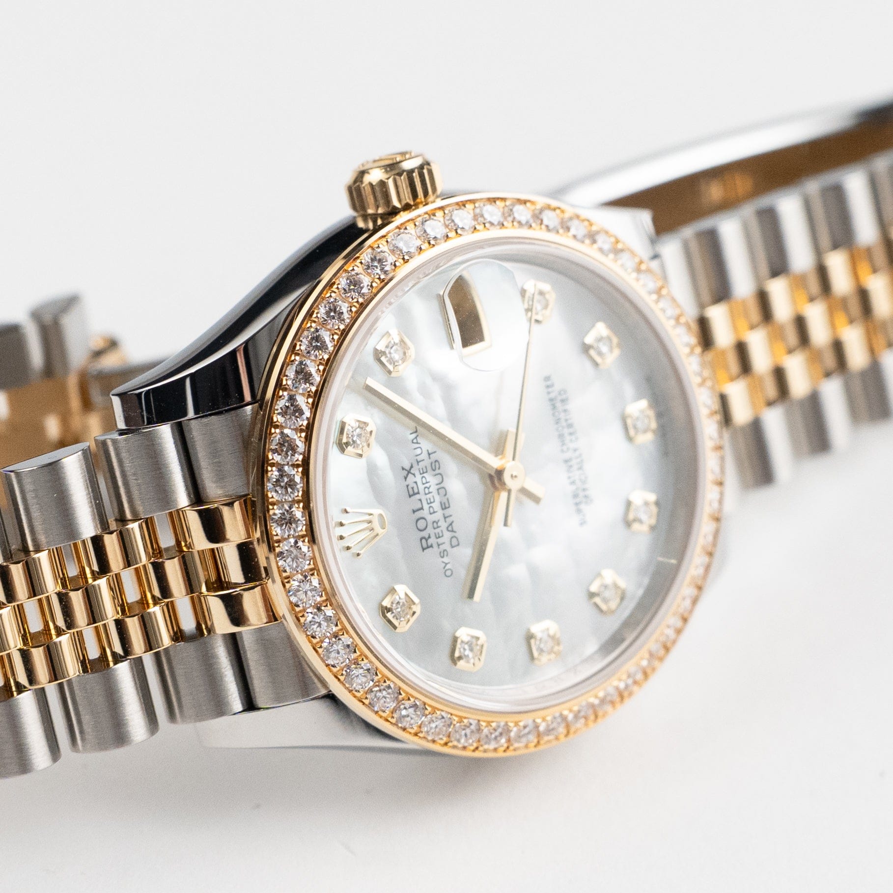 Rolex Datejust 31 278383RBR 'Ladies' Stainless Steel Yellow Gold Mother of Pearl Diamond Dial Diamond Bezel Jubilee (2026)