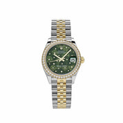 Rolex Datejust 278383RBR Two-Toned Yellow Gold Stainless Steel Green Flower Dial