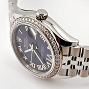 Rolex Datejust 278384RBR Stainless Steel Diamond Bezel Violet Roman Dial Jubilee