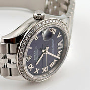 Rolex Datejust 278384RBR Stainless Steel Diamond Bezel Violet Roman Dial Jubilee