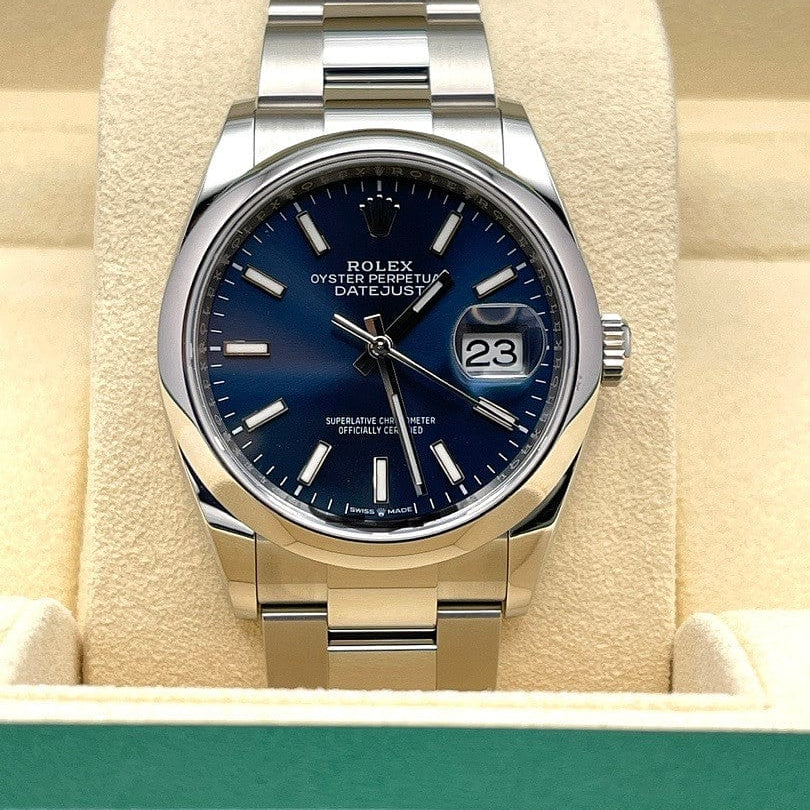 Luxury Watch Rolex Datejust 36 Stainless Steel Blue Dial 126200 Wrist Aficionado
