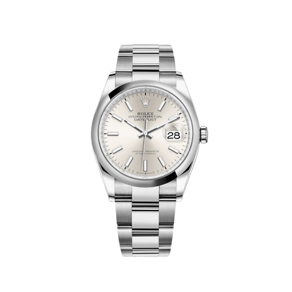 Luxury Watch Rolex Datejust 36 Stainless Steel Silver Dial Oyster 126200 Wrist Aficionado