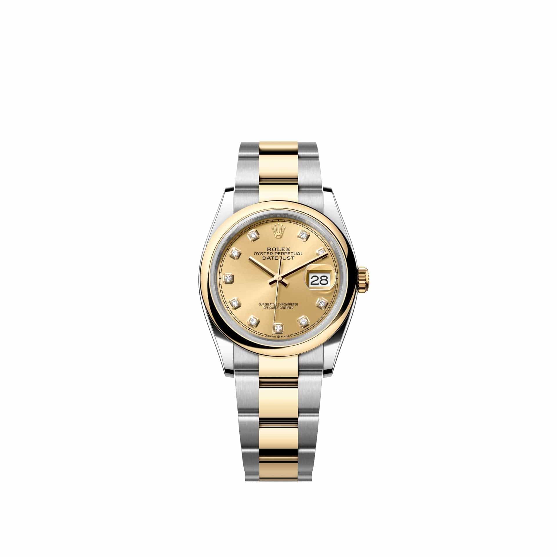 Rolex Datejust 36 126203 Yellow Gold Stainless Steel Champagne Diamond Dial Jubilee (2026)