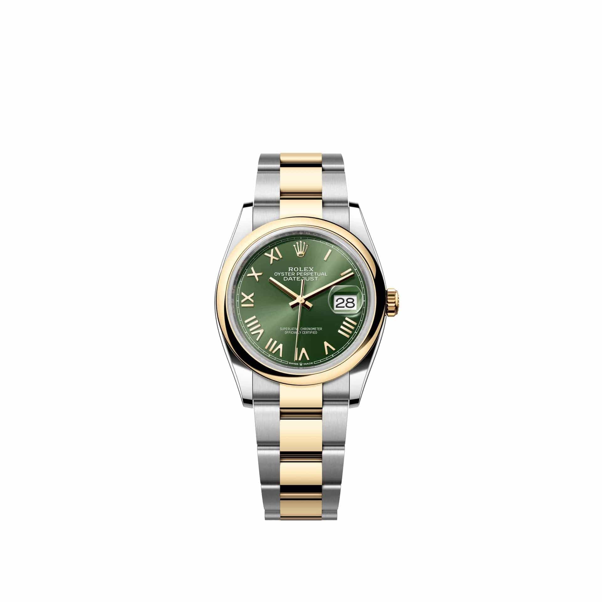 Rolex Datejust 36 126203 Yellow Gold Stainless Steel Olive Green Roman Dial Oyster (2026)