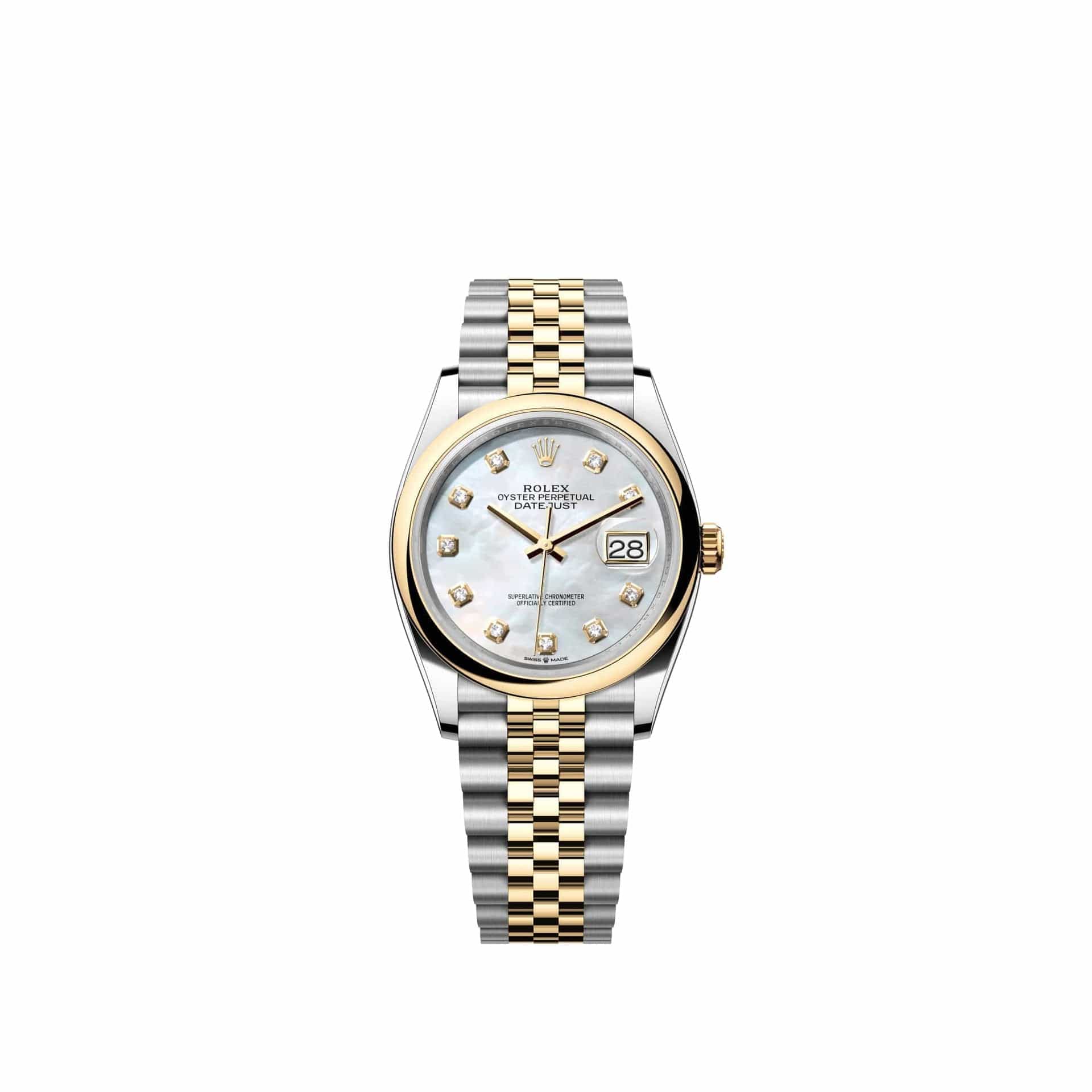 Rolex Datejust 36 126203 Yellow Gold Stainless Steel White Mother of Pearl Diamond Dial Jubilee (2026)