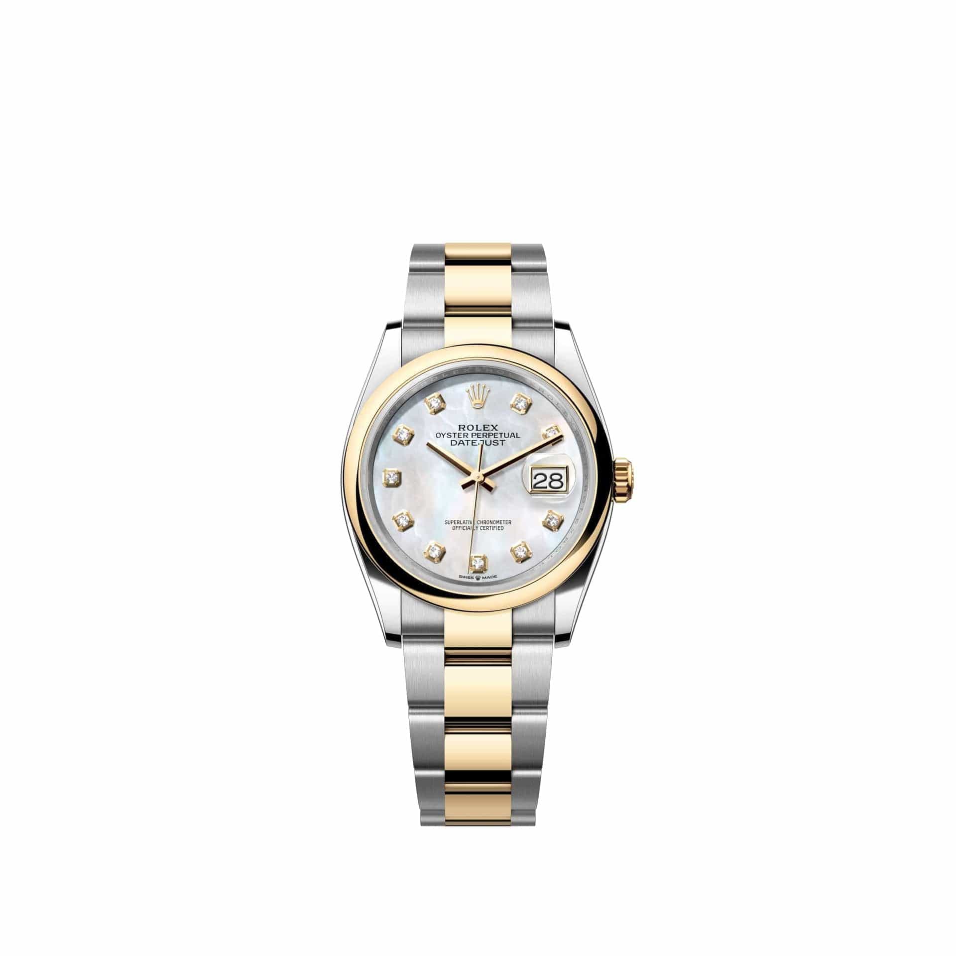 Rolex Datejust 36 126203 Yellow Gold Stainless Steel White Mother of Pearl Diamond Dial Oyster (2026)