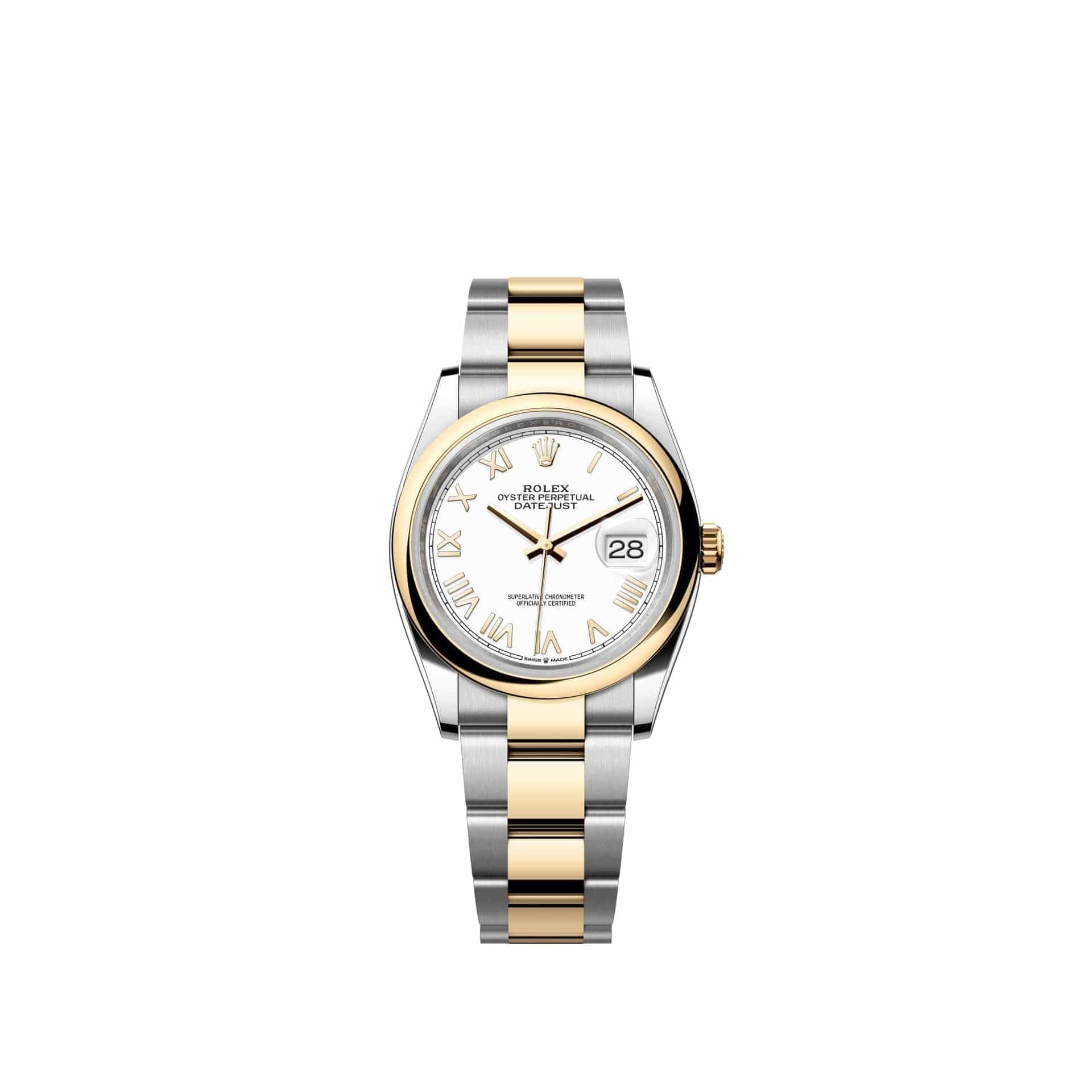 Rolex Datejust 36 126203 Yellow Gold Stainless Steel White Roman Dial Oyster (2026)