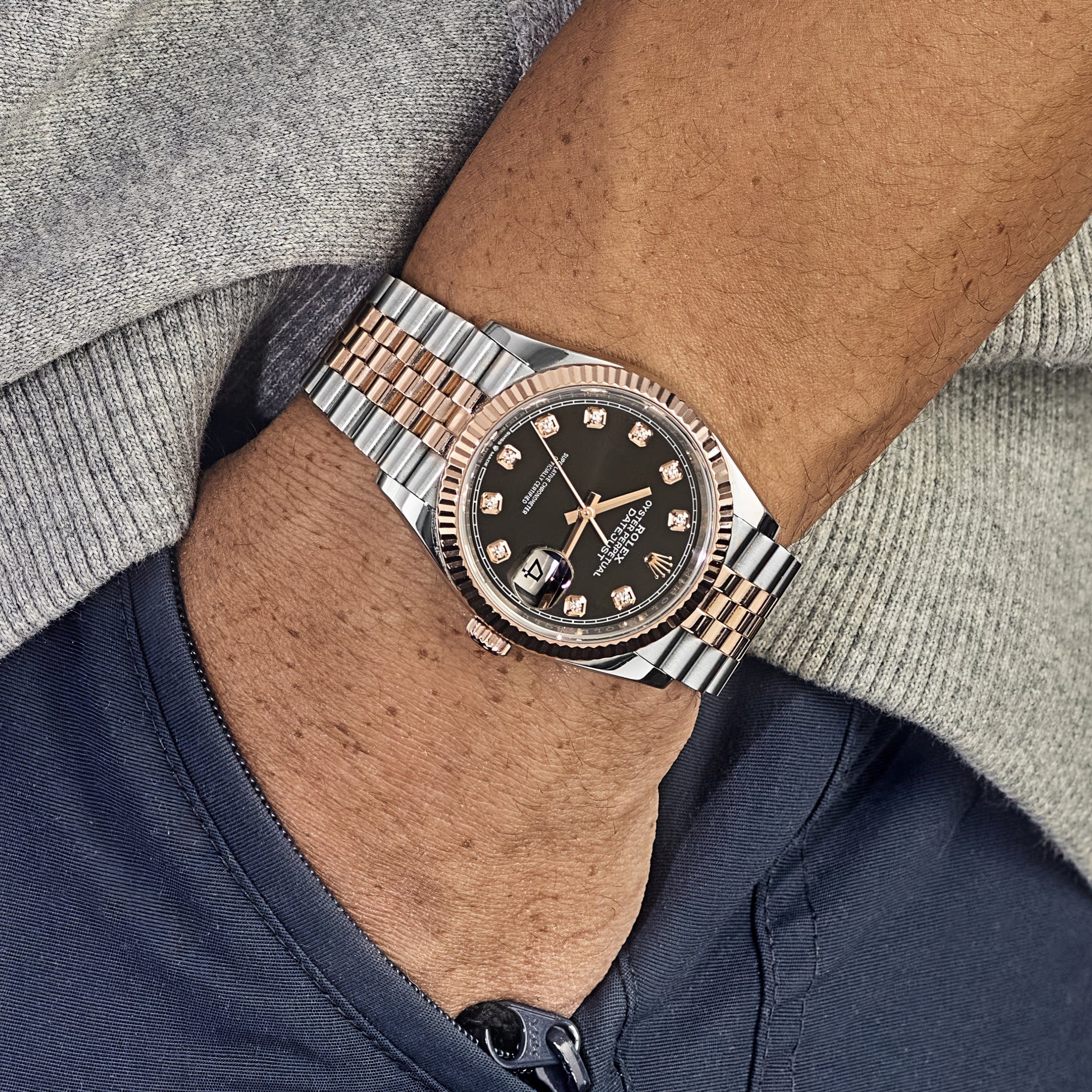 Rolex Datejust 36 126231 Rose Gold Stainless Steel Black Diamond Dial (2019)