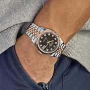 Rolex Datejust 36 126231 Rose Gold Stainless Steel Black Diamond Dial