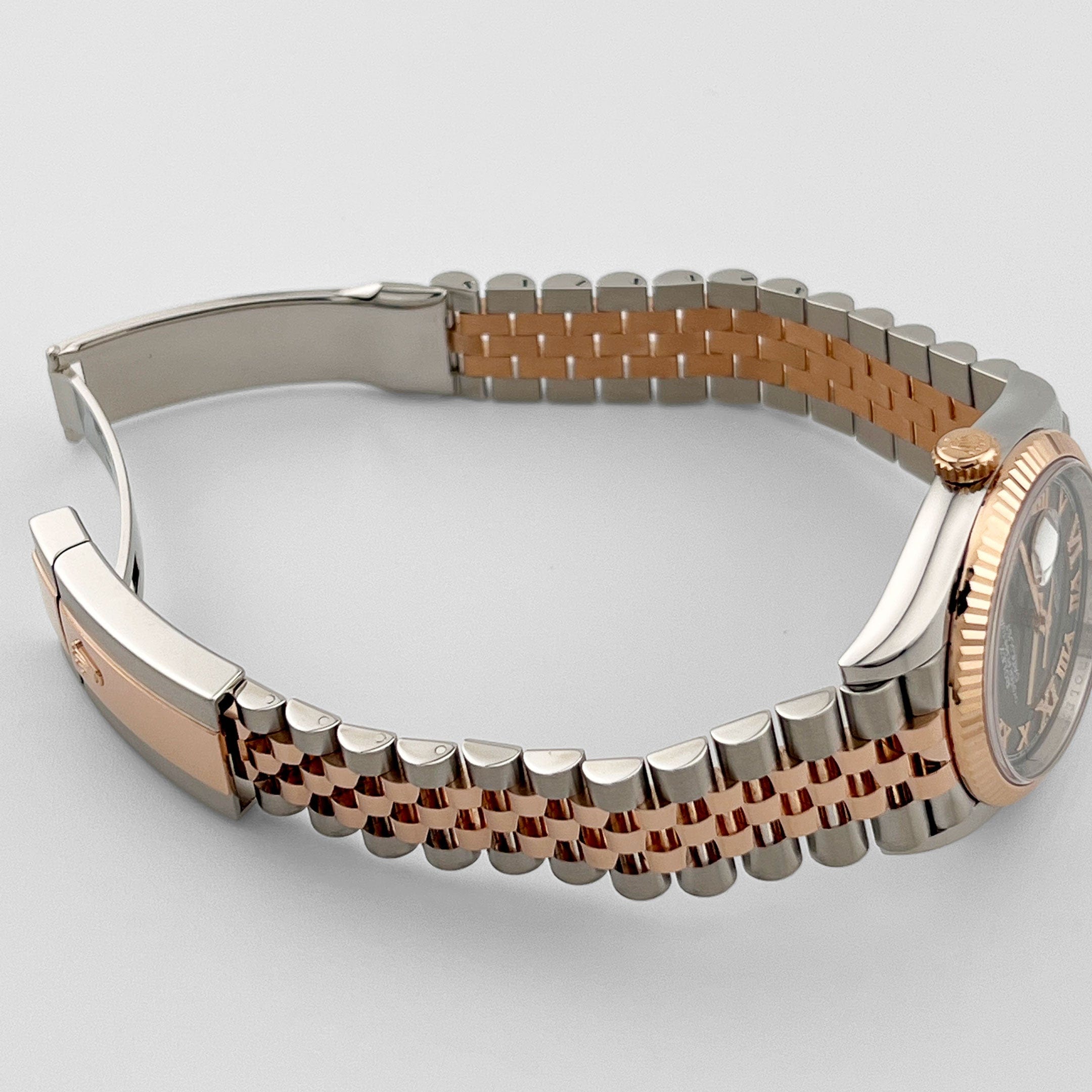 Rolex Datejust 36 126231 Rose Gold Stainless Steel Dark Rhodium Roman Numerals Diamond Dial Jubilee (2020)