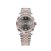 Rolex Datejust 36 126231 Rose Gold Stainless Steel Dark Rhodium Roman Numerals Diamond Dial Jubilee (2025)