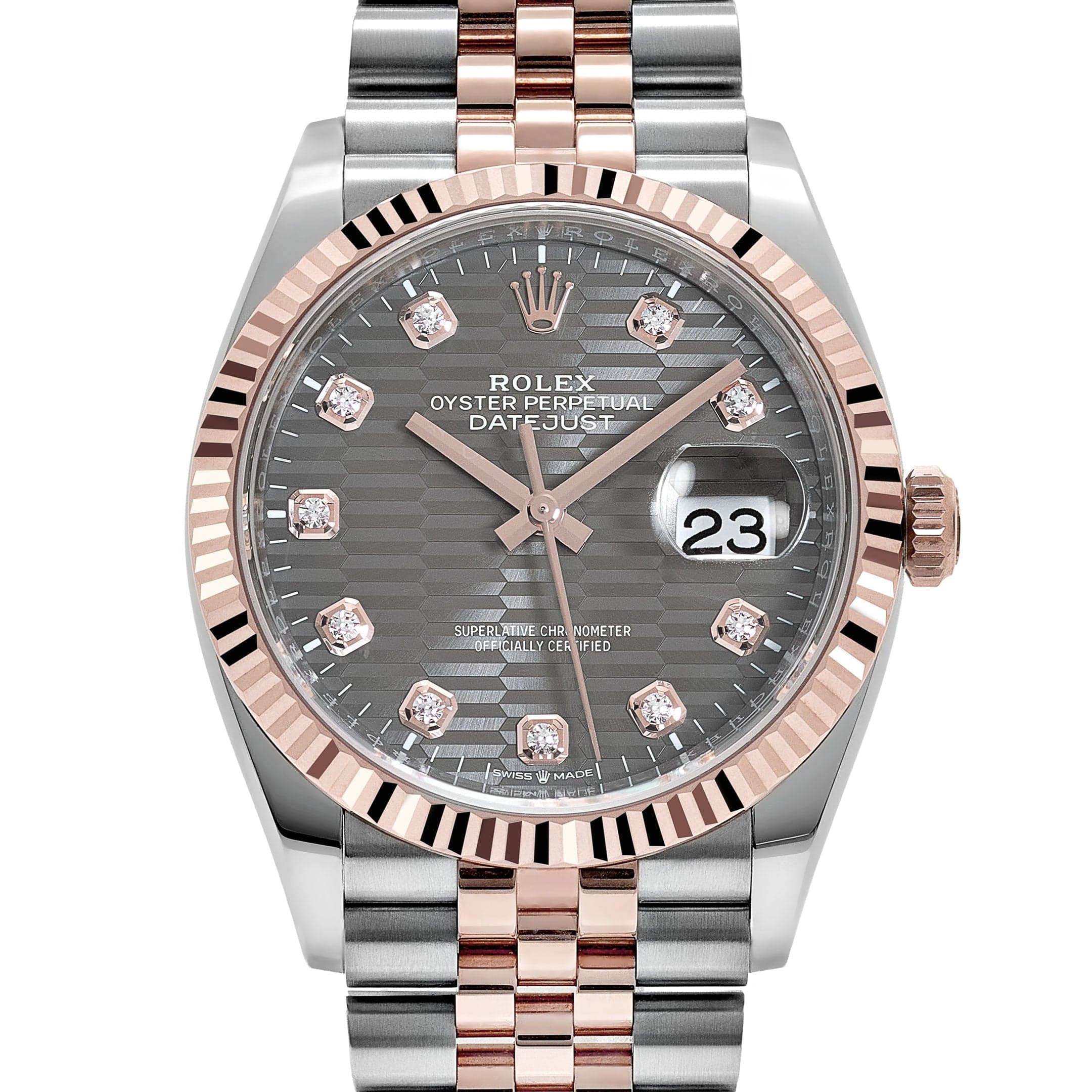 Rolex Datejust 36 126231 Rose Gold Stainless Steel Slate Motif Diamond Dial (2023)