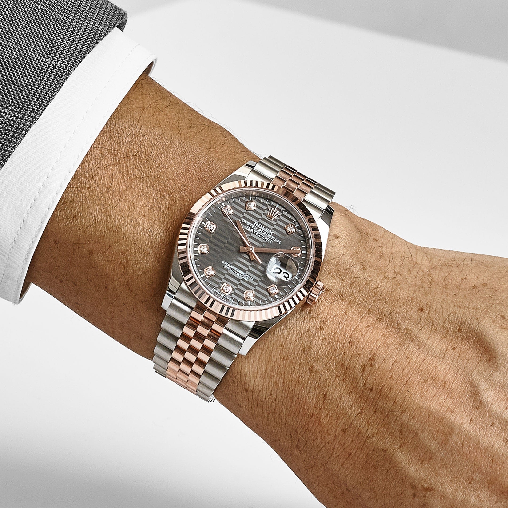 Rolex Datejust 36 126231 Rose Gold Stainless Steel Slate Motif