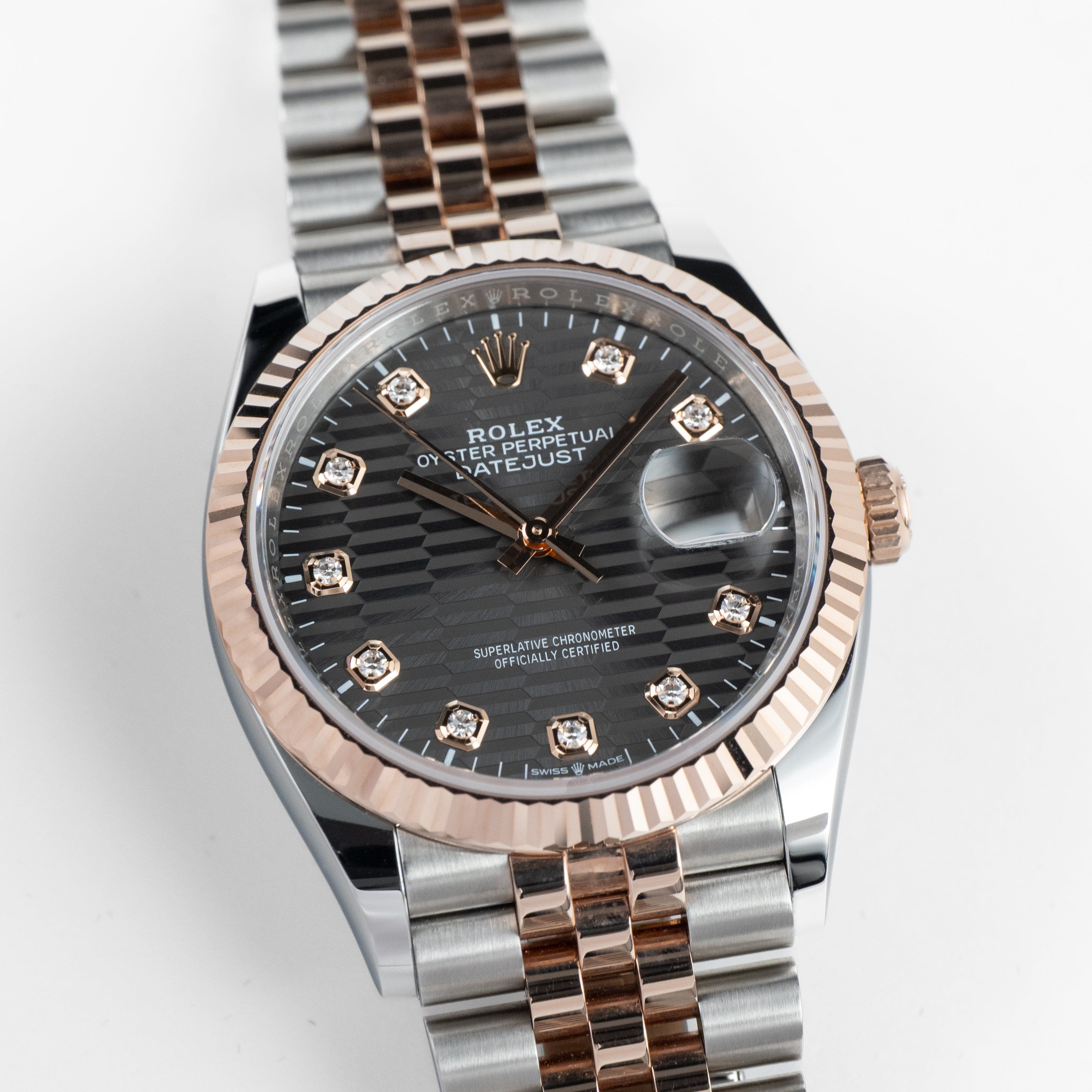 Rolex Datejust 36 126231 Rose Gold Stainless Steel Slate Motif Diamond Dial (2023)