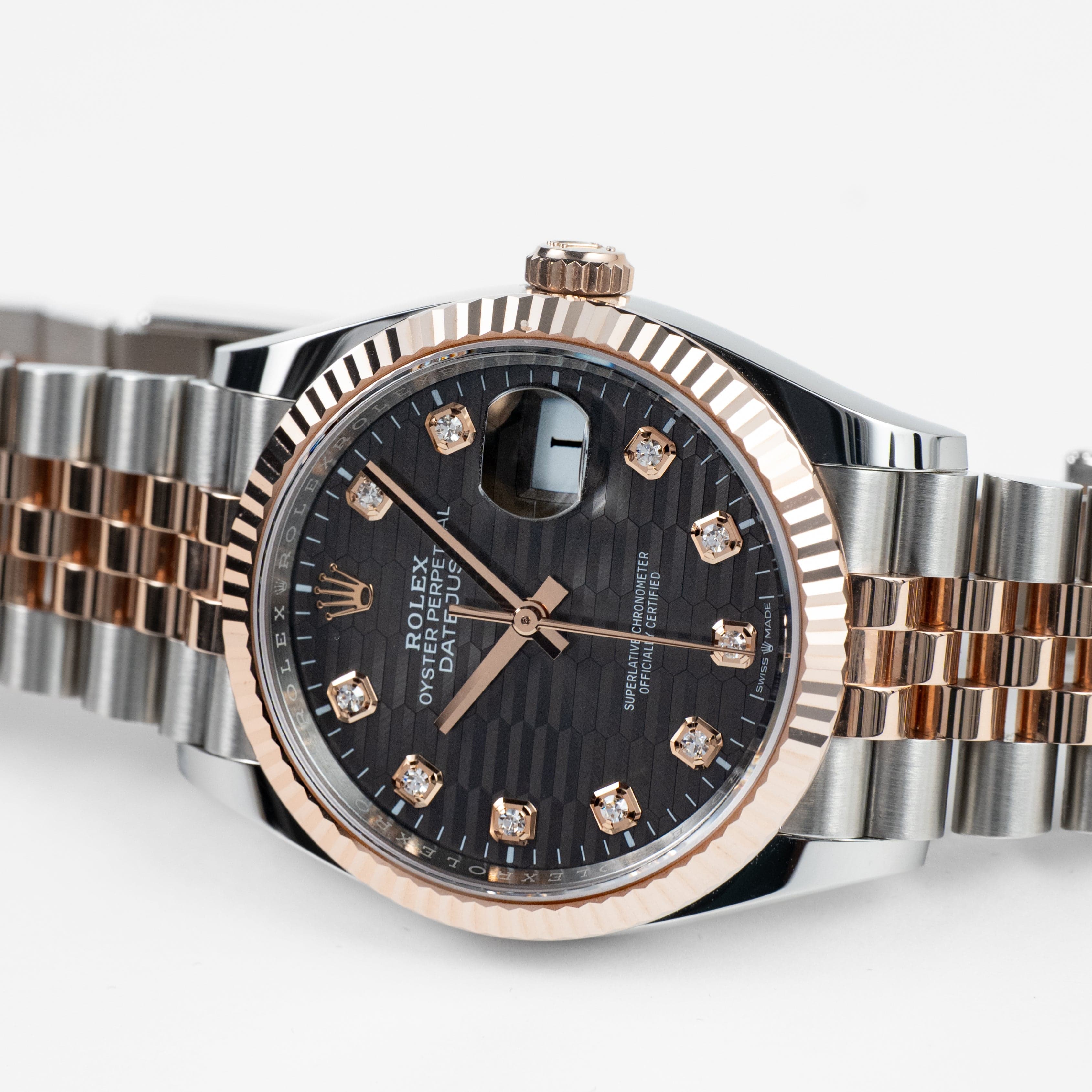 Rolex Datejust 36 126231 Rose Gold Stainless Steel Slate Motif Diamond Dial (2023)
