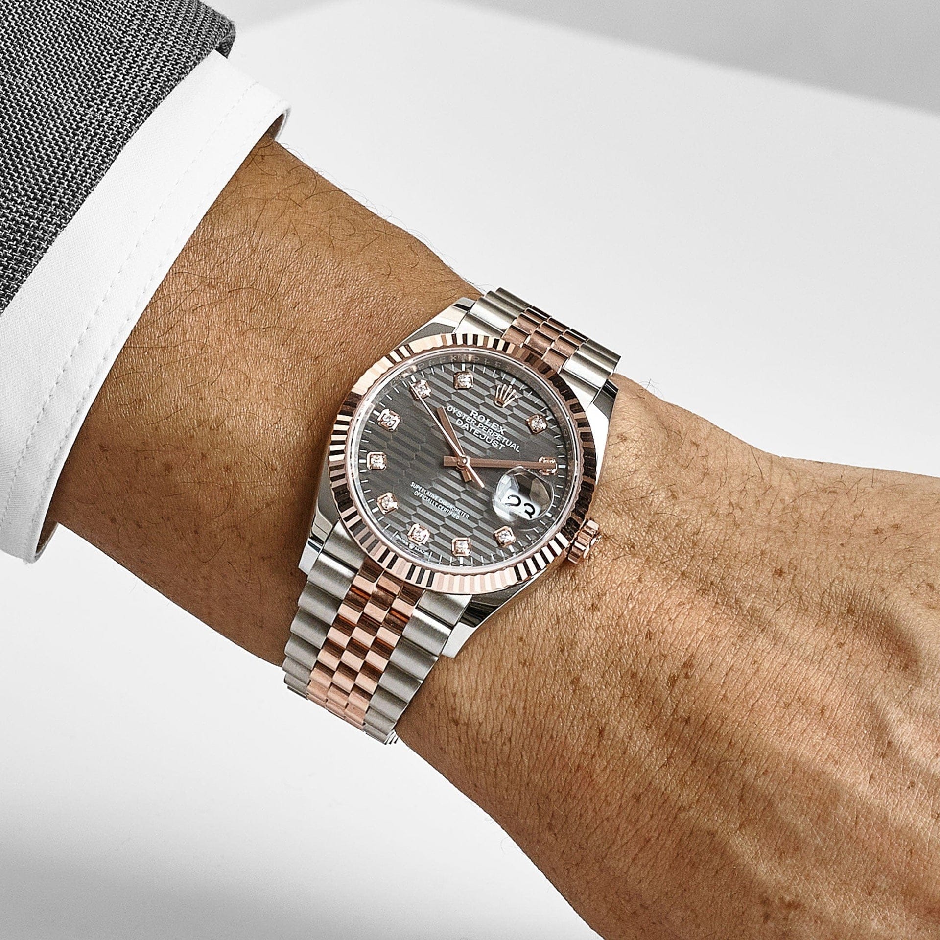 Rolex Datejust 36 126231 Rose Gold Stainless Steel Slate Motif Diamond Dial (2023)