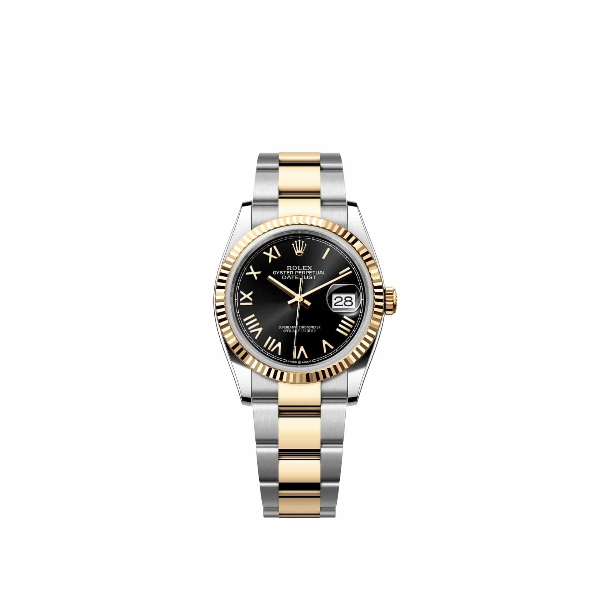 Rolex Datejust 36 126233 Yellow Gold Stainless Steel Black Roman Dial Oyster (2026)