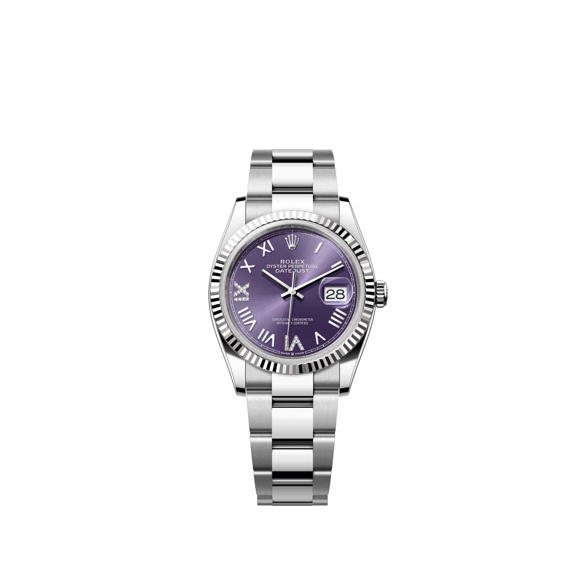 Rolex Datejust 36 126234 Stainless Steel Aubergine Diamond Roman Dial Oyster (2026)
