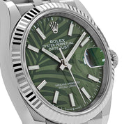 Rolex Datejust 126234 White Gold Stainless Steel Olive Green Palm Motif Dial