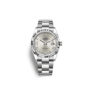 Luxury Watch Rolex Datejust 36 White Gold & Stainless Steel Silver Dial 126234 Wrist Aficionado