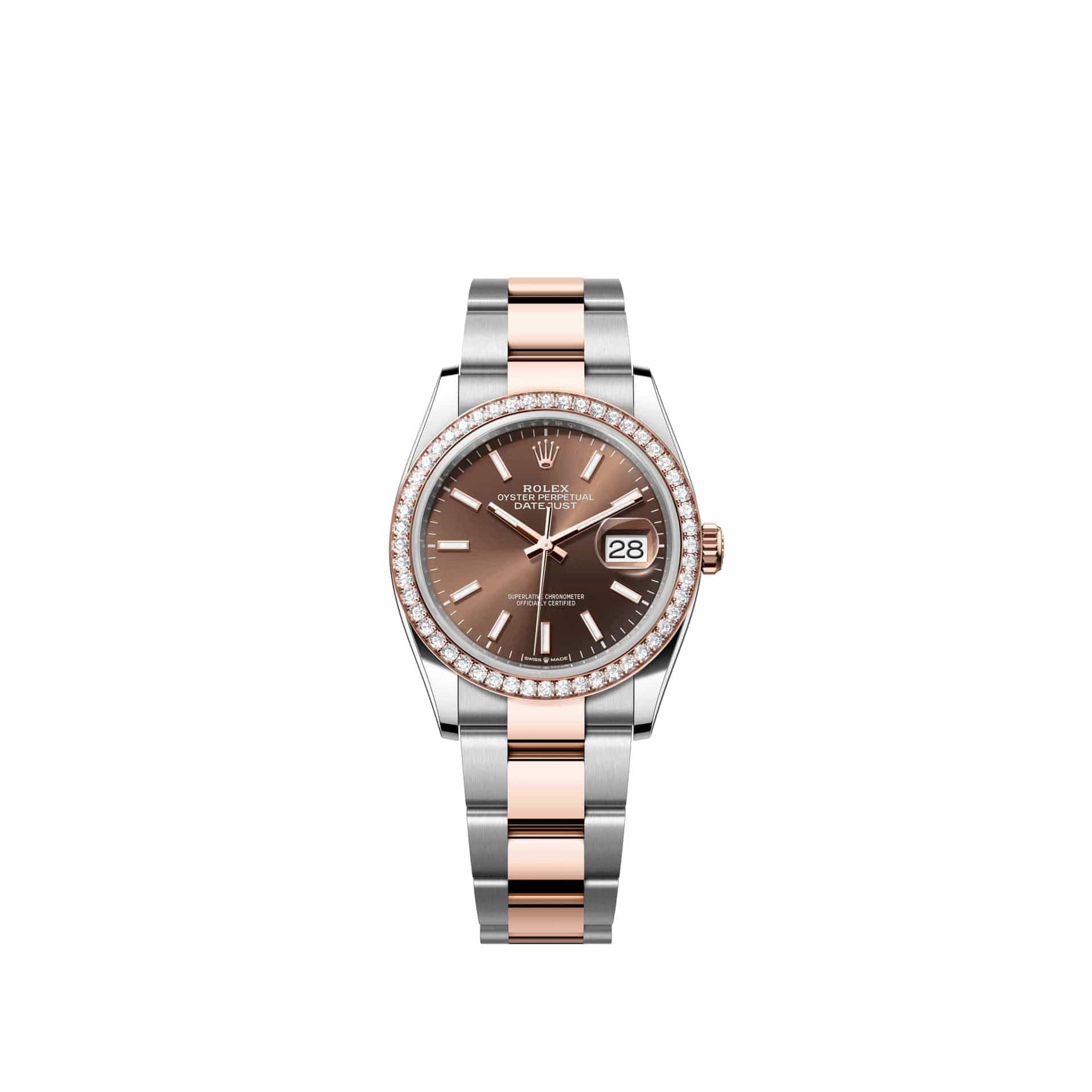 Rolex Datejust 36 126281RBR Rose Gold Stainless Steel Chocolate Dial Oyster Diamond Bezel (2026)