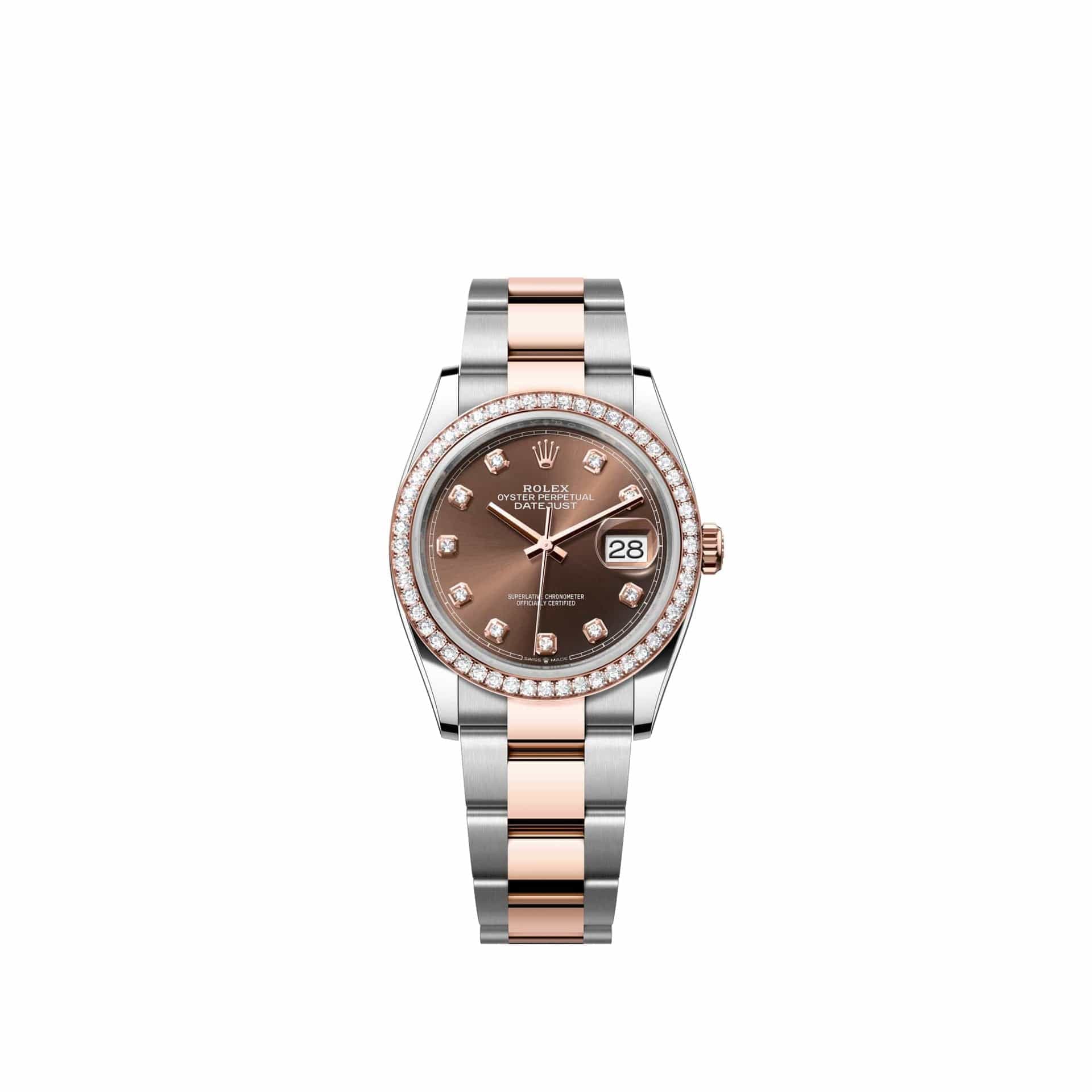 Rolex Datejust 36 126281RBR Rose Gold Stainless Steel Chocolate Diamond Dial Oyster Diamond Bezel (2026)