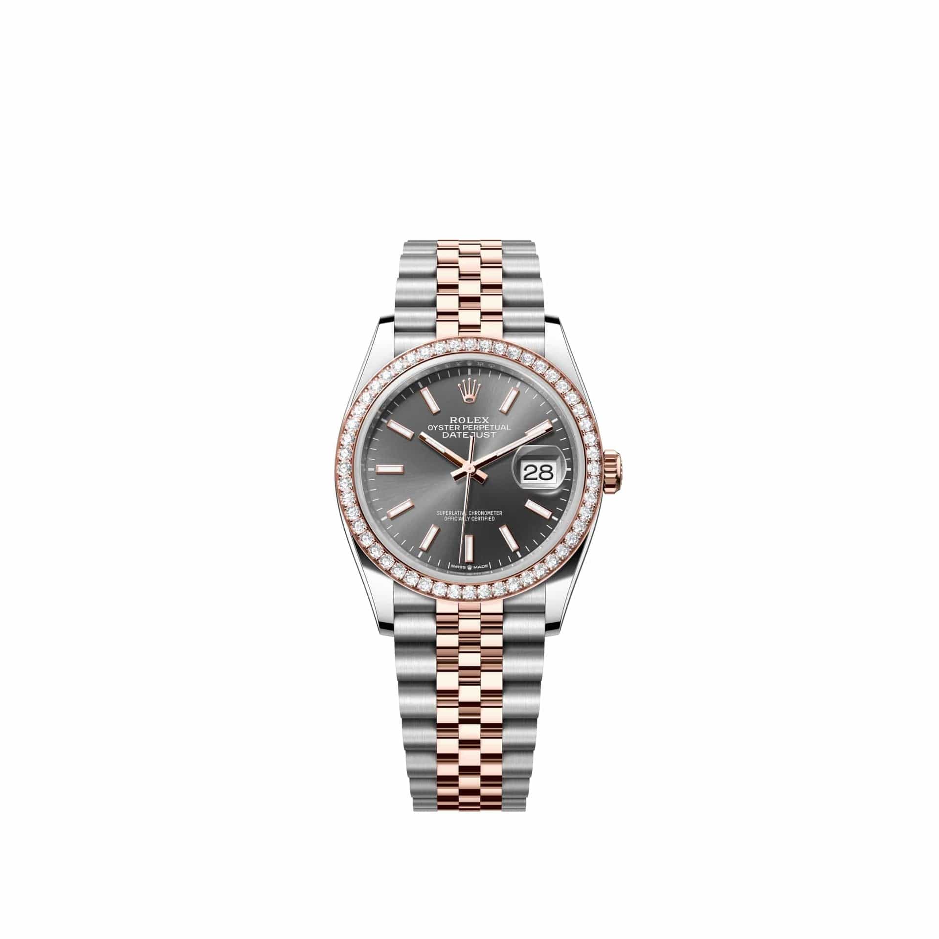 Rolex Datejust 36 126281RBR Rose Gold Stainless Steel Slate Dial Jubilee Diamond Bezel (2026)