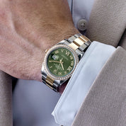 Rolex Datejust 36 126283RBR Stainless Steel Yellow Gold Olive Green Diamond Dial Diamond Bezel Oyster (2023)