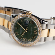 Rolex Datejust 36 126283RBR Stainless Steel Yellow Gold Olive Green Diamond Dial Diamond Bezel Oyster (2023)