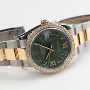 Rolex Datejust 36 126283RBR Stainless Steel Yellow Gold Olive Green Diamond Dial Diamond Bezel Oyster (2023)
