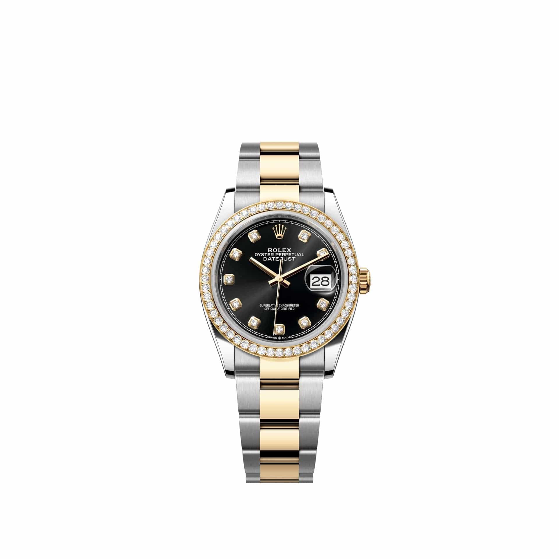 Rolex Datejust 36 126283RBR Yellow Gold Stainless Steel Black Diamond Dial Oyster Diamond Bezel (2026)