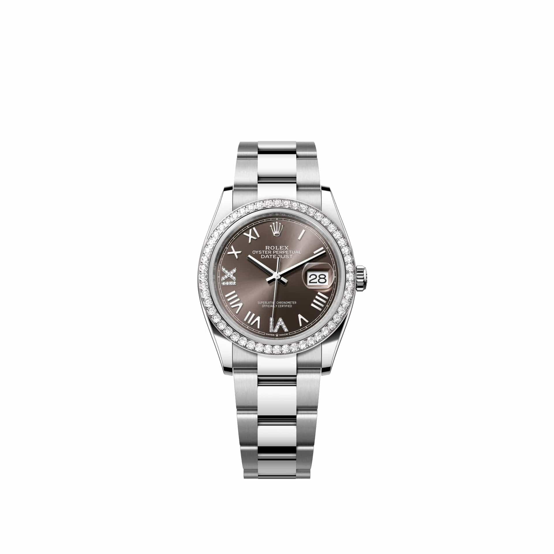 Rolex Datejust 36 126284RBR Stainless Steel Dark Grey Diamond Roman Dial Oyster Diamond Bezel (2026)