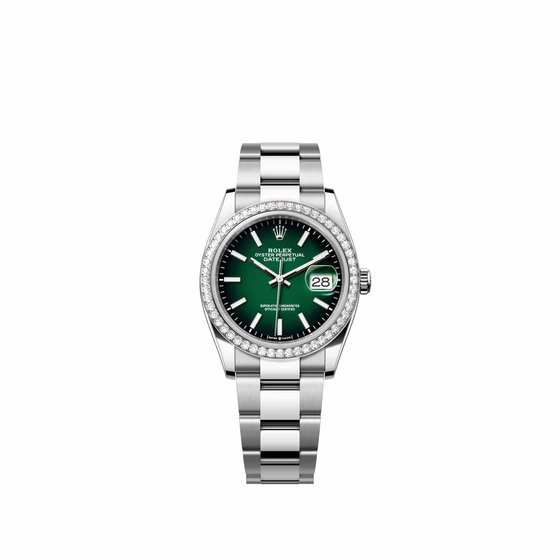 Rolex Datejust 36 126284RBR Stainless Steel Green Ombre Dial Oyster Diamond Bezel (2026)