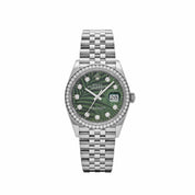 Rolex Datejust 36 126284RBR Stainless Steel Green Palm Frond Diamond Dial Diamond Bezel