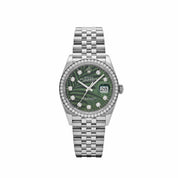 Rolex Datejust 36 126284RBR Stainless Steel Green Palm Frond Diamond Dial Diamond Bezel