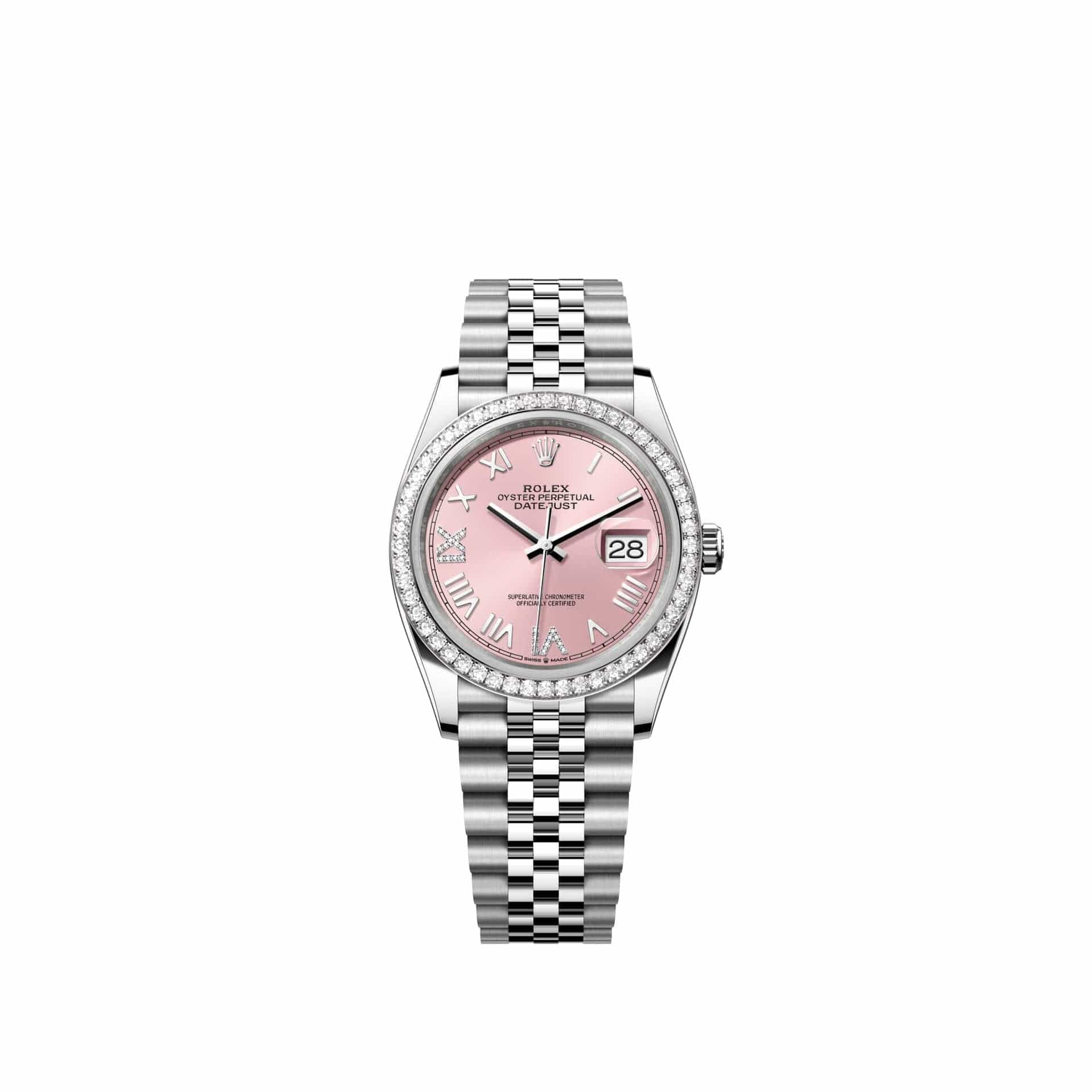 Rolex Datejust 36 126284RBR Stainless Steel Pink Diamond Roman Dial Jubilee Diamond Bezel (2026)