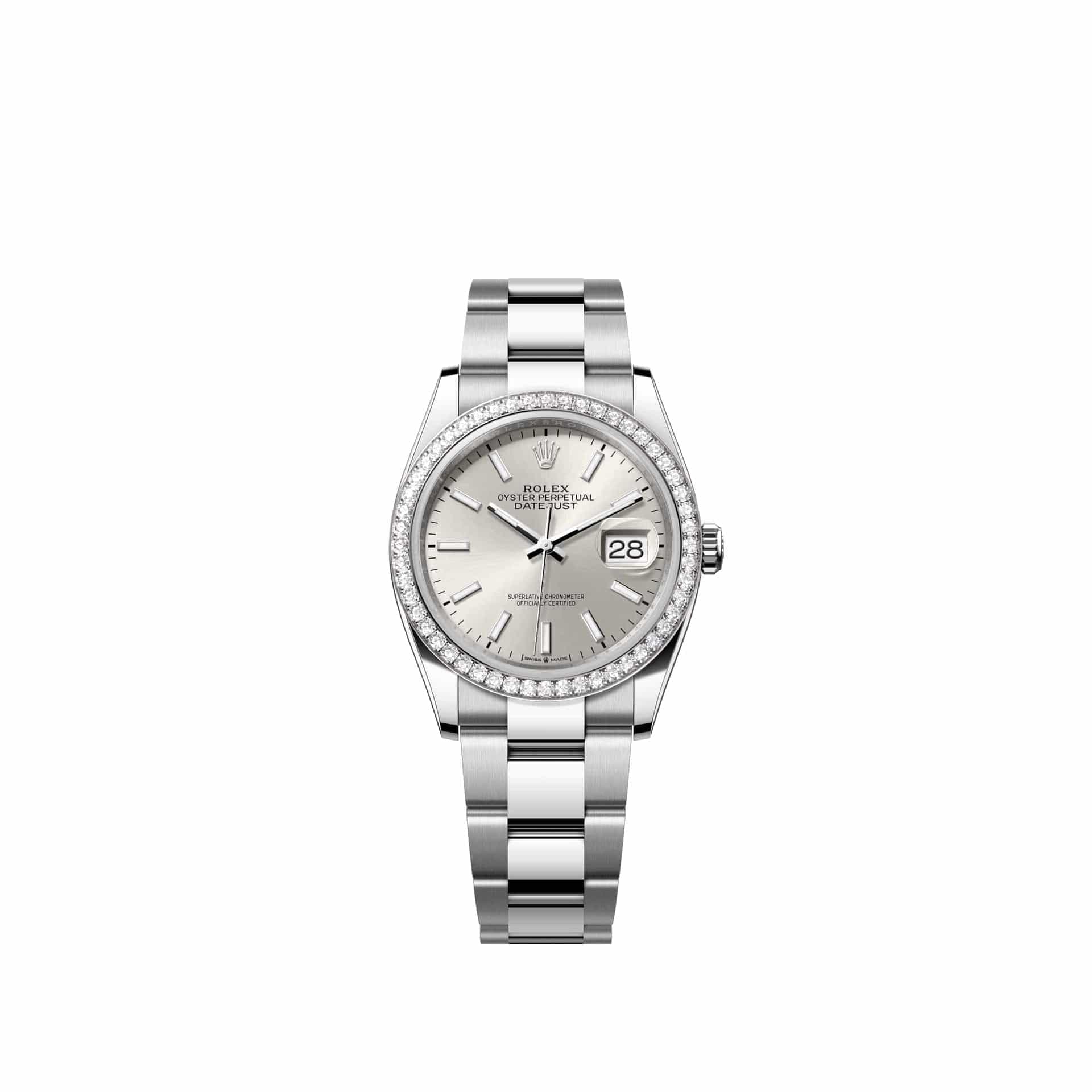 Rolex Datejust 36 126284RBR Stainless Steel Silver Dial Oyster Diamond Bezel (2026)