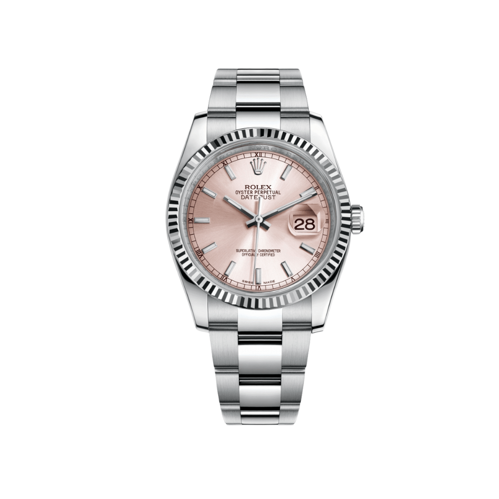 Luxury Watch Rolex Datejust 36 Stainless Steel Pink Dial Oyster 116234 Wrist Aficionado