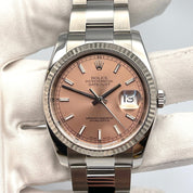 Luxury Watch Rolex Datejust 36 Stainless Steel Pink Dial Oyster 116234 Wrist Aficionado