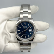 Luxury Watch Rolex Datejust 36 White Gold & Stainless Steel Blue Dial 126234 Wrist Aficionado