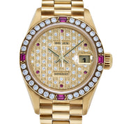 Rolex Datejust 79068 'Ladies' Yellow Gold Diamond Ruby Dial and Bezel (1995)