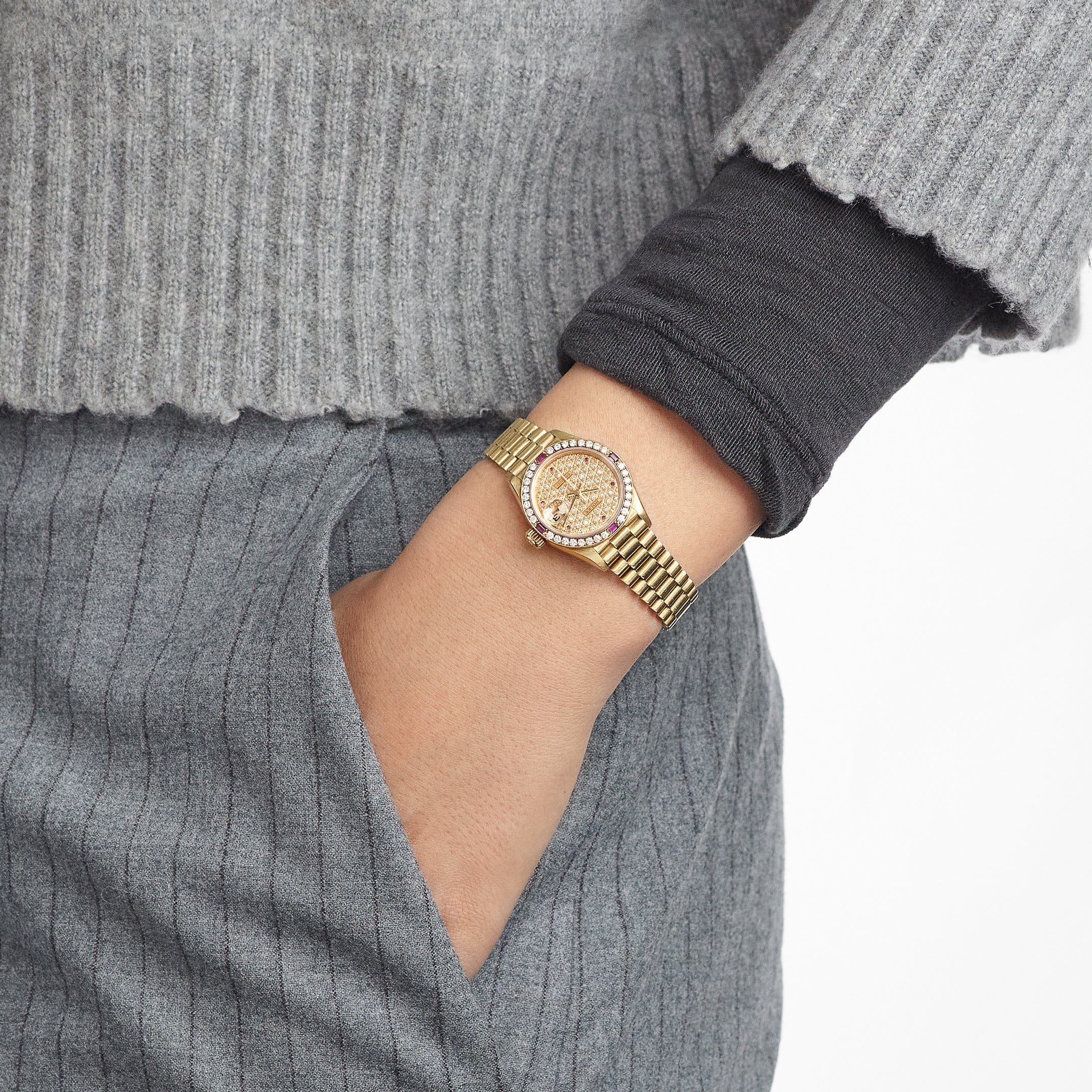 Rolex Datejust 79068 'Ladies' Yellow Gold Diamond Ruby Dial and