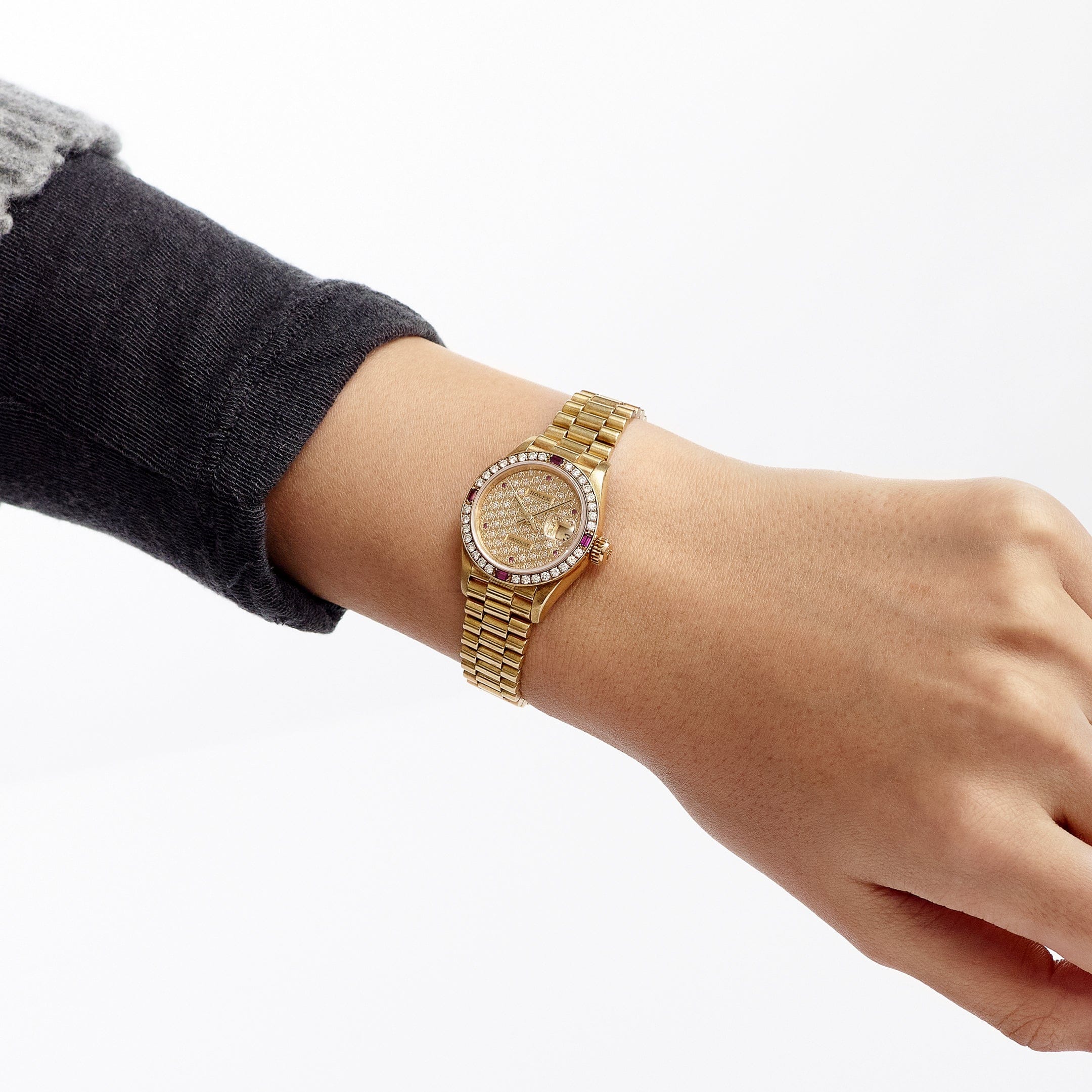 Rolex Datejust 79068 'Ladies' Yellow Gold Diamond Ruby Dial and
