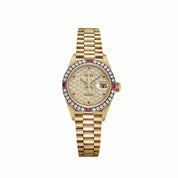 Rolex Datejust 79068 'Ladies' Yellow Gold Diamond Ruby Dial and Bezel (1995)