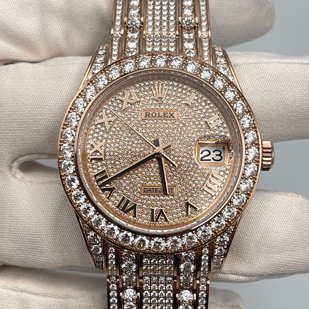Luxury Watch Rolex Datejust Pearlmaster 39 Diamond Paved 86405RBR Wrist Aficionado